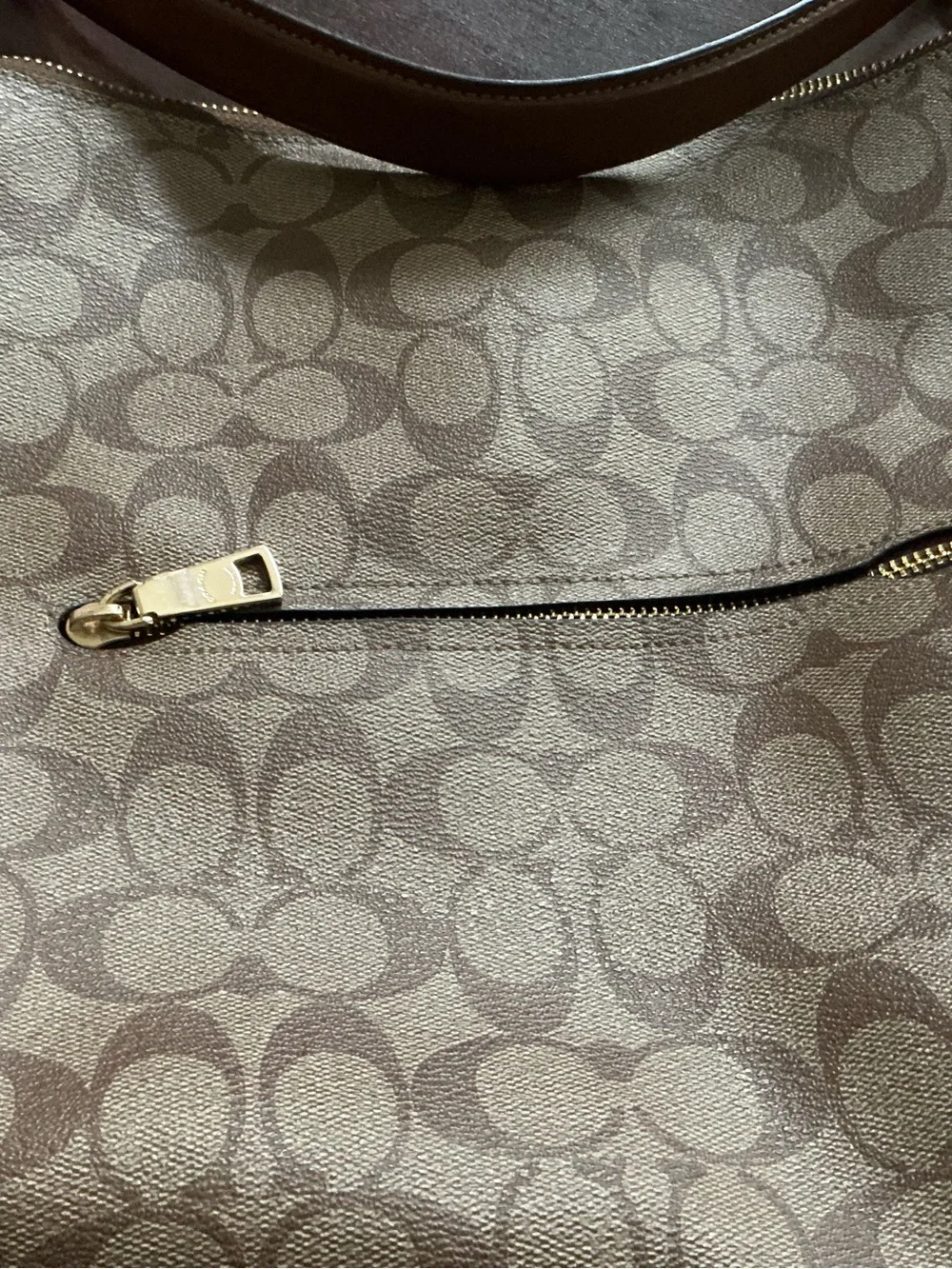Coach Monogram Canvas Shoulder Bag in Dark Brown